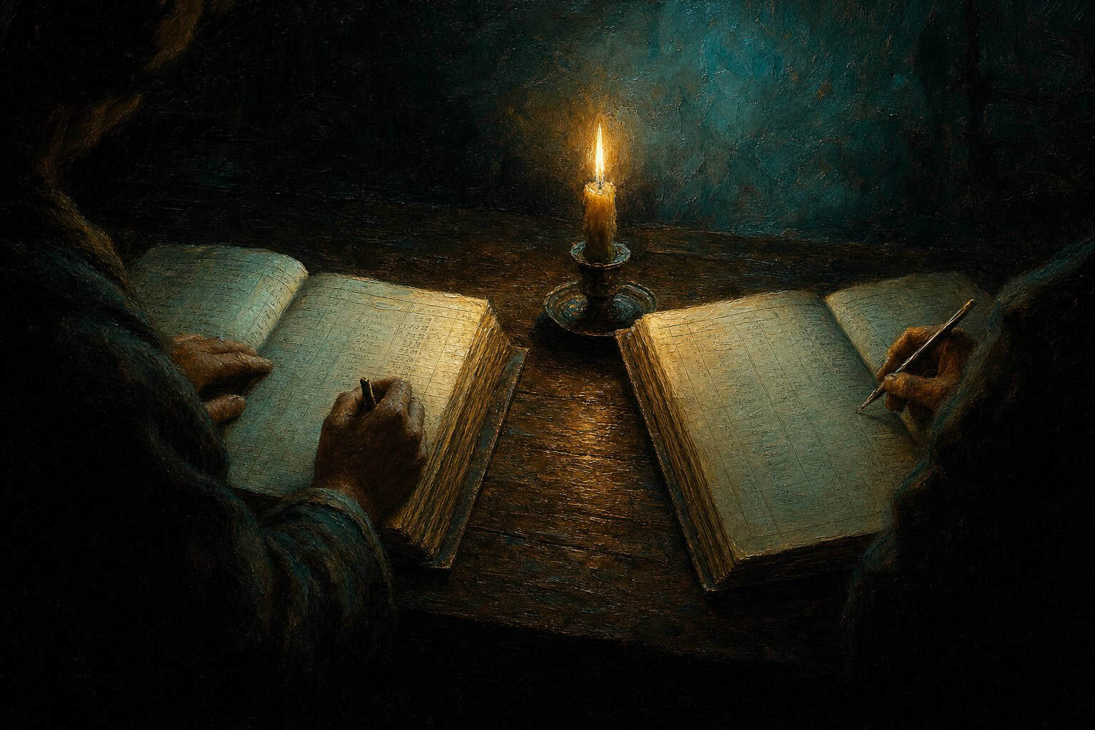 two ledgers with different entries for the same transactions — Fractions of the Soul by Anthony Adore