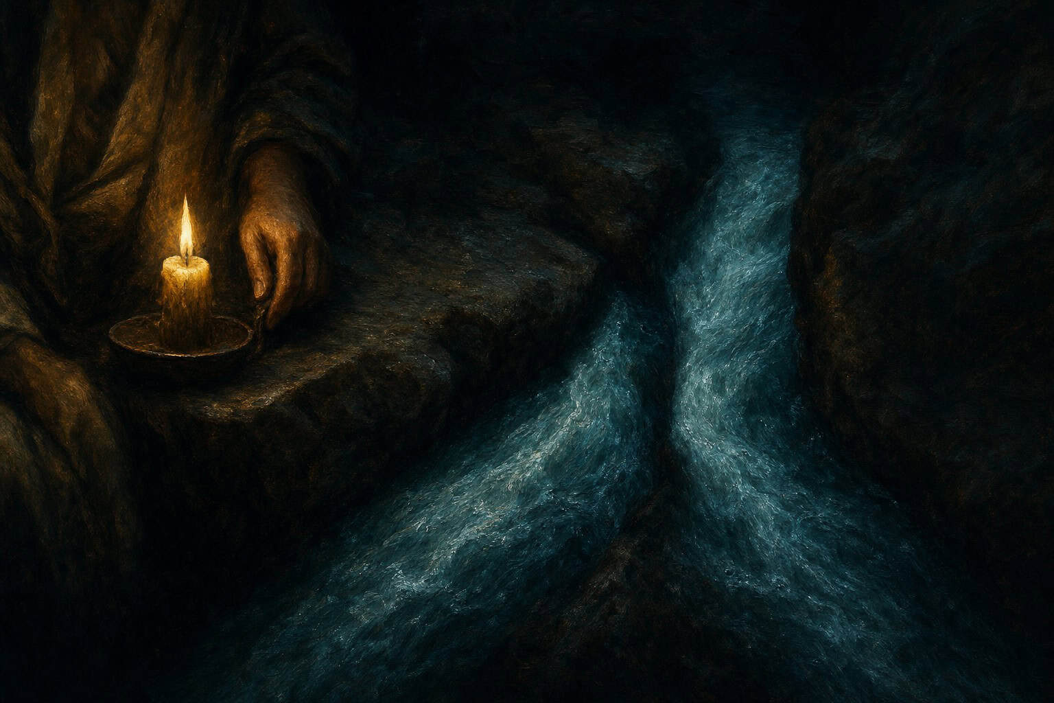 two streams of water forcing their way through the same narrow rocky channel — Confessions to the Empty Chair by Anthony Adore